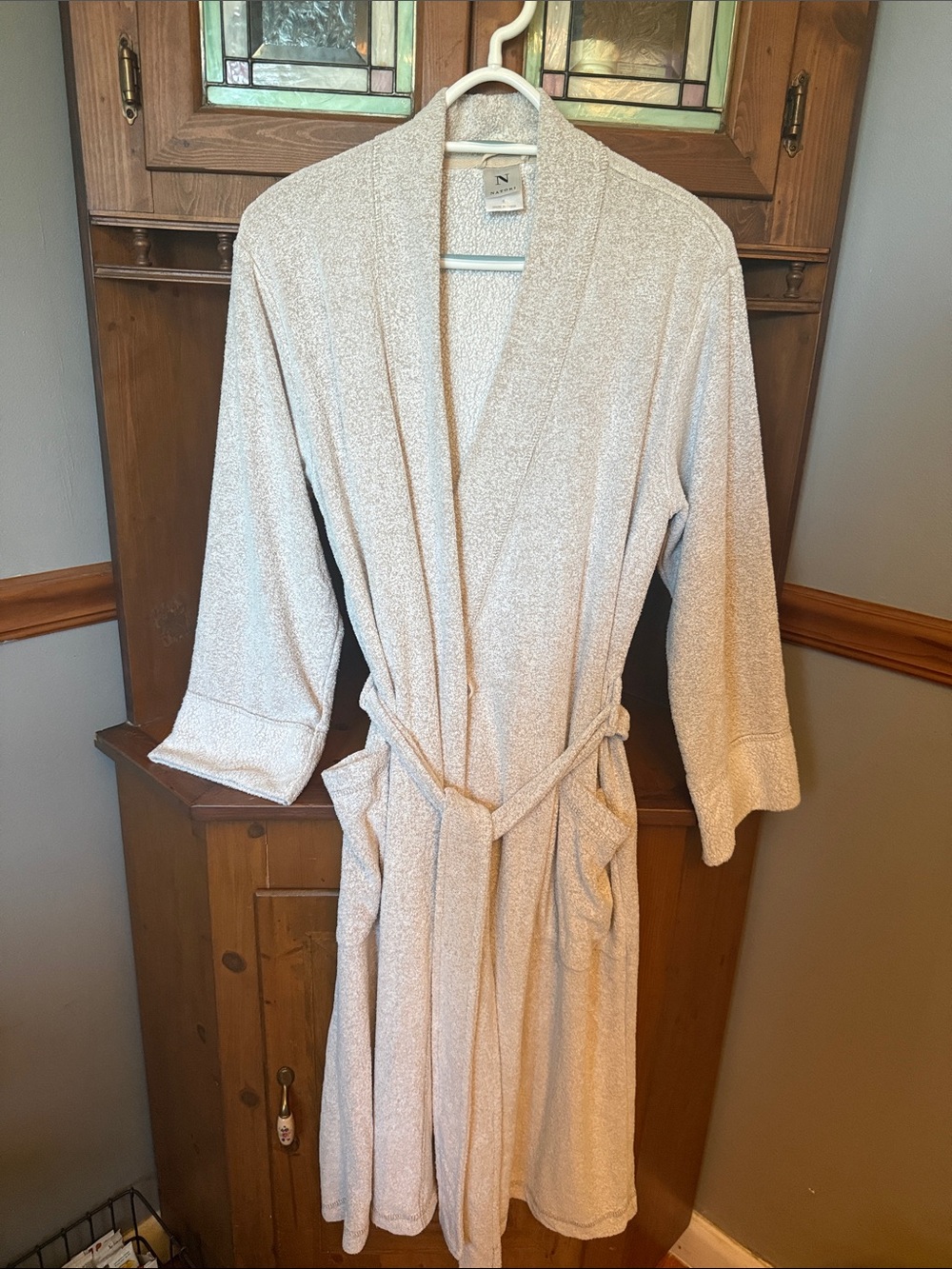 N Natori Nirvana Brushed Terry Robe Cream Oat Heathered Small